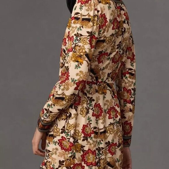 Farm Rio Wrap Style Leopard Fall Floral Mini Dress S XS - Picture 4 of 5